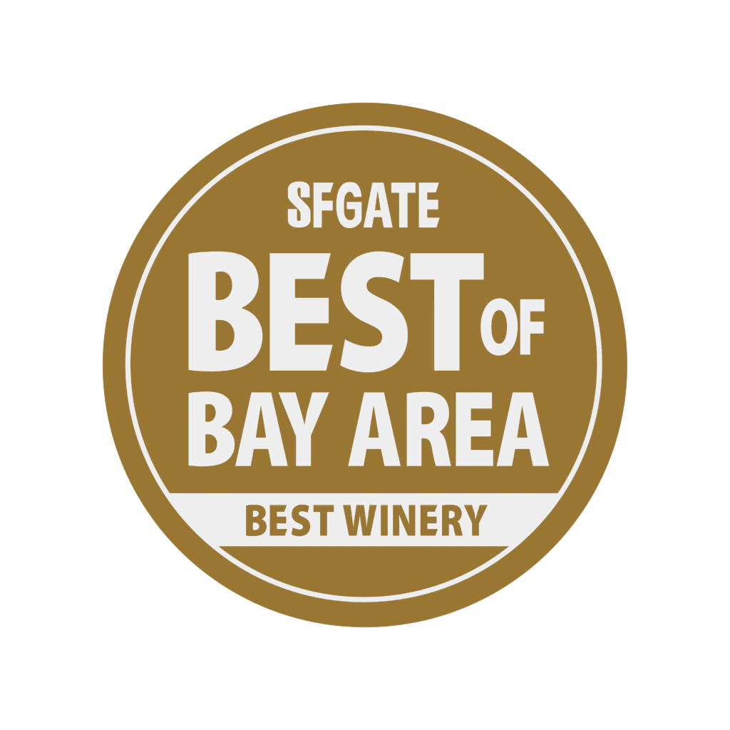 2026 Best Of Bay Area - Best Winery gold and white badge from the San Francisco Gate.